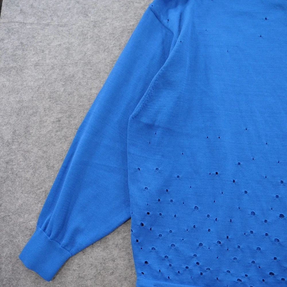 Nike Tech Pack Sweater Mens Medium Blue Crew Neck Distressed Graphic Casual